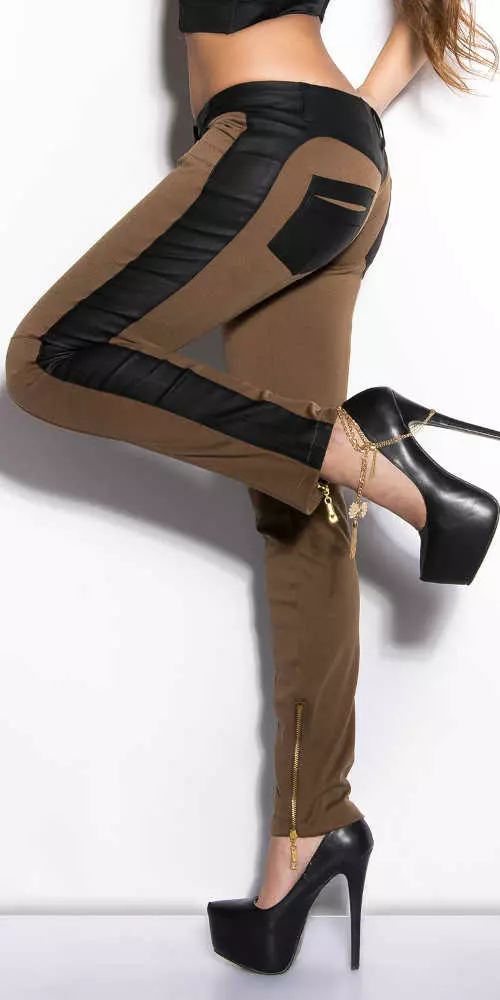 Luksuzne tajice za hlače u kombinaciji smeđe i crne boje